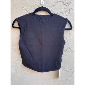 Halara NEW Black Crop Top Textured Athlesiure Casual Staple Knit Minimalist